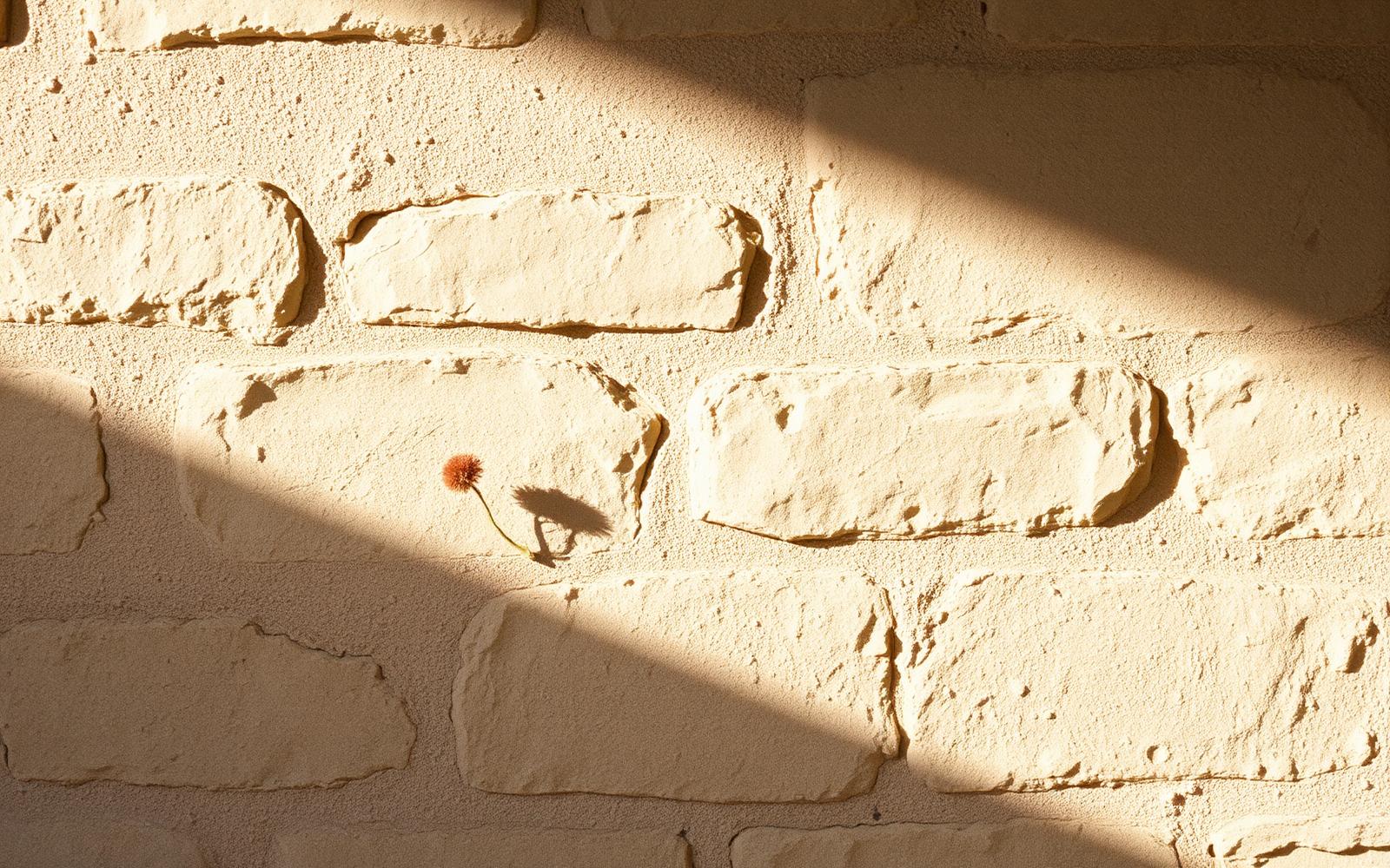 Sunlit stone wall
